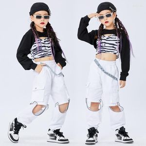 Stage Wear Ragazze Modern Dance Clothes Jazz Crop Top Pantaloni Hip Hop Maniche lunghe Street Dancewear Practice Performance Costume DNV15492