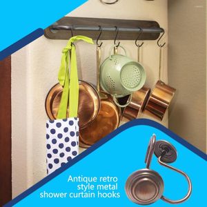 Bath Accessory Set Shower Hooks American Style Red Bronze Poles Hook Hanger Metal Heavy-duty Decorative Curtain AccessoriesBath Drape Rings