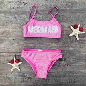 One-Pieces Kids 2 Pieces Swimwear Girls Sequined Hot Gold Bathing Sets Kid Swimming Suit Children Bikinis Baby Set New Biquini Infantil W0310