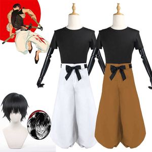 Anime Kostüme Anime Toji Fushiguro Cosplay Jujutsu Kaisen Cosplay Come Uniform Black Top Pants 2 Styles Suit Short Wig Party Carnival Men Z0301