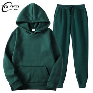 Tracki męskie solidne męskie dresy z kapturem pullover sutpanty sportowe garnitur Sport Casual Jogger Sportswear 2 -częściowy męski polar