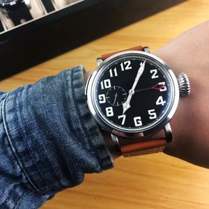 Relógio mecânico automático ultrabrilhante da série piloto com discagem de 47 mm para homens Relógios masculinos caros de alta qualidade