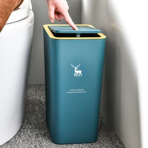 Waste Bins 10L 15L Nordic Toilet Trash Can Household with Lid Kitchen Classification Press-type Bathroom Living Room Rectangular Trash Can 230306