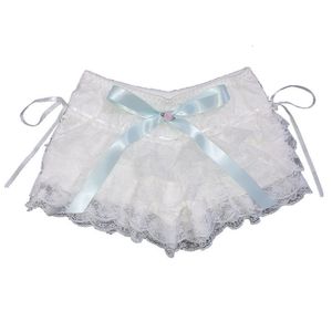 Damen-Shorts, mehrschichtige Spitze, kurze Bänder, Blumenrüschen, elastische Taille, süßer Kuchen, Lolita für süße Mädchen, Kawaii-Kleidung 230306