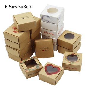 Present Wrap 100st 65*65*30mm pappersbröllop Favor Gift Box Kraft Paper Candy Packaging Boxes Xmas Tack Festival Wrapping Supplies 230306