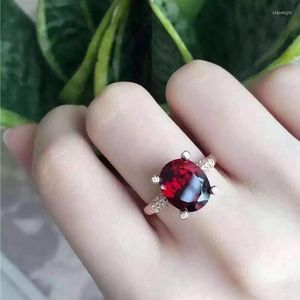 Cluster Rings Garnet Ring Natural And Real 925 Sterling Silver 6 8mm Gem Fine Jewelry