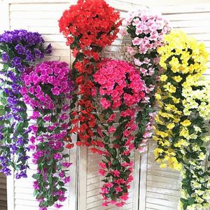 Decorative Flowers 5 Petals Orchid Fake Flower Party Decoration Simulation Artificial Wedding Christmas Garden Wall Hanging Basket