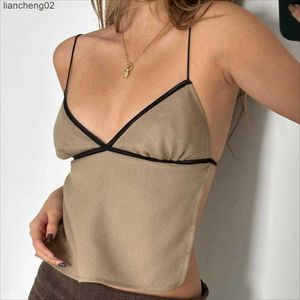 Malhas femininas tees mulheres se sexy amarrar backless spaghetti strap colrops tops retro mini colete camis toups para women streetwear y2k w0306