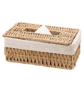 Creative Handmade Rattan Tissue Box Household Paper Storage Basket Home Decoration Khaki Floral Style1 PCS Boxes Napkins2673049