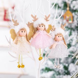 Juldekorationer vit ängeldocka leksak med vingträd hänge ornament dekorativ hemrum dekorera födelsedag present navidadchristmas