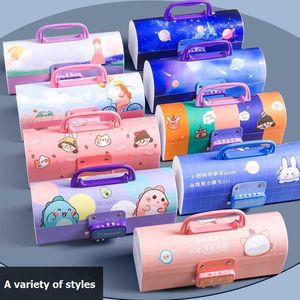 Blyertspåsar Trousse Scolaire Portable Creative Pencil Case Multifunktion med lösenordslås Lare Capacity Pencil Case School Stationery J230306