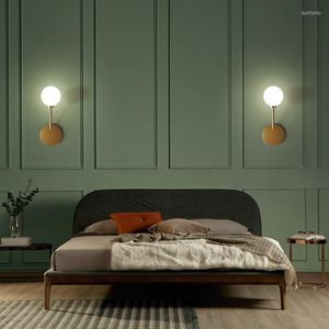مصابيح الجدار Nordice Wandlamp Wood Bedroom Room Room Room Lampara Preed Cabecero de Cama