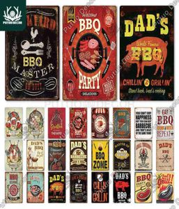 Putuo Decor Dad BBQ Sign Emamel Plate Vintage Plack Metal Wall Decor för Barbecue Bar Pub Kitchen Party Zone Iron målning J220812576169