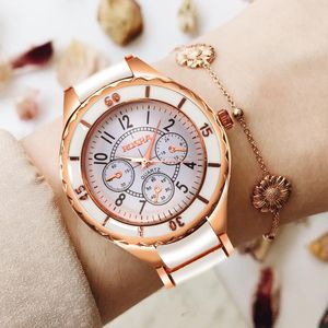 ساعة معصمة روز الذهب ووتش نساء أزياء الساعات الصلب الكامل للسيدات wristwatch bayan kol saati feminino mujer reloj