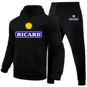 Herrspåriga Ricard Winter Men's Clothing Men Set Printing Hoodie Set Fleece Sweatshirt Casual Sport Sweatpants Mens Tracksuits 230303