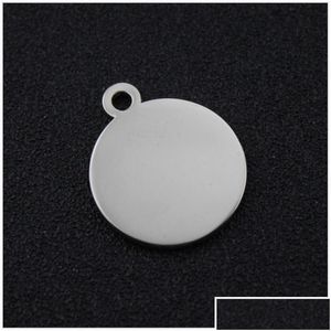 Charmes 16Mm En Acier Inoxydable Stam Ag Charme Pour Bijoux Blancs En Métal Rond Dog Tags Personnalisé En Gros 200Pcs 316 T2 Drop Delivery Dhhdz