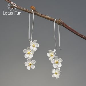 Ear Cuff Lotus Fun Wedding Fresh Elegant Forgetmenot Flower Long Dangle Earrings For Women 925 Sterling Silver Original Fine Jewelry 230306