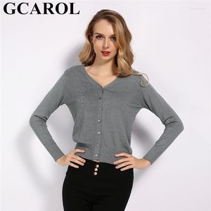 Женские трикотаж GCAROL Spring Fall Winter V Sece Women Mardigan 30% шерстяной укороченный свитер.