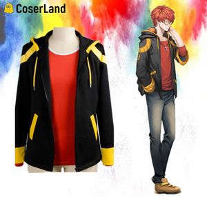 Anime-Kostüme 707 Cosplay Come Mystic Messenger Saeyoung Choi Cosplay Reißverschlussjacke Luciel Seven Hoodies 707 Rotes T-Shirt Kurze orange Perücke Z0301