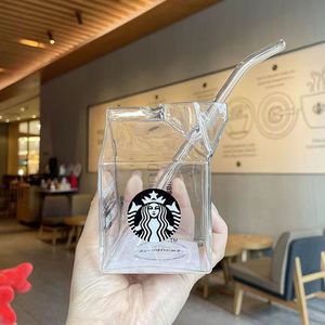 Starbucks Milk Carton toaks cup Water Cup Thickened high temperature resistant milk straw that can be heated by microwave or open flame