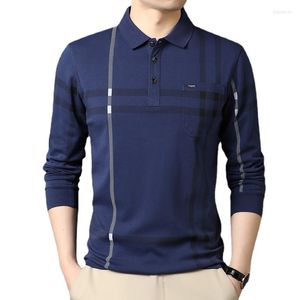 Men's T Shirts Men's Shirt Spring And Autumn Bussiness Casual Cotton Turn-down Collar Fahion Long Sleeve Stripe For Men