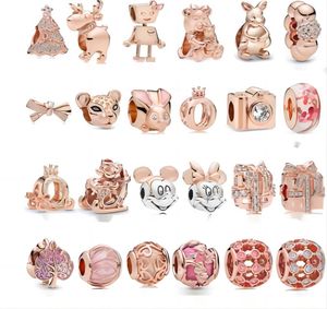 Hög kvalitet Sterling Silver Pandora Charm Rose Gold Pumpa Bilkamera Presentbox Pärlor Lämplig för kvinnor Armband Halsband Armband Tillbehör Modeberlock