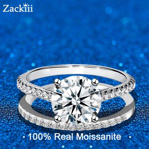 Fedi nuziali Set da sposa in argento sterling da 5 carati Taglio rotondo con diamante da laboratorio Fascia di fidanzamento per donna Certificato GRA 230303