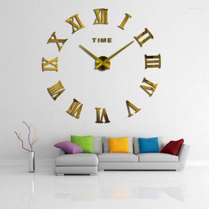 Wall Clocks 2023 3D Roman Numeral Clock Acrylic Mirror Sticker Fashion DIY Quartz Watch Home Decoration Living Room Stickers