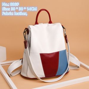 Fabrik Damen Umhängetasche 2 Farben College-Stil Lederrucksack einfache Atmosphäre Kontrastnähte Mode Handtasche kleine frische farblich passende Rucksäcke 06#