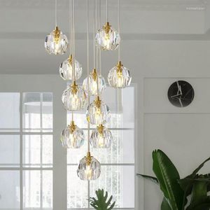 Pendant Lamps Staircase Huge G4 Led Crystal Lighting Stairwell Chandelier For Dining Room Cafe Bar Suspension Luminaire