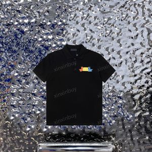 Xinxinbuy Men Designer Tee Tシャツ23SSパリカラーレタープリント半袖コットン女性ブラックホワイトブルー特大XS-XL