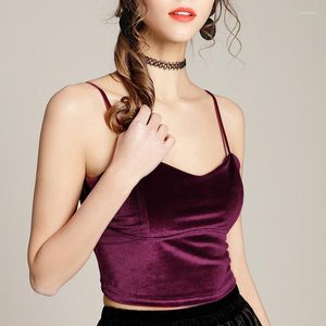 Women's Tanks Women Sexy Spaghetti Straps Tank Top Velvet Short Crop Solid Colors Boob Tube Bustier Brief Vest T-shirts Tee