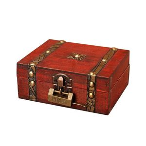 Sacchetti per gioielli Borse in legno Vintage Lock Treasure Chest Storage Box Case Organizer Ring Gift For Girls