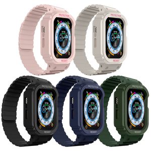 for Apple Watch Series 8 7 6 5 4 SE Ultra Silicone Magnetic Armor Protective Case Band Strap Cover iWatch 45mm 49mm