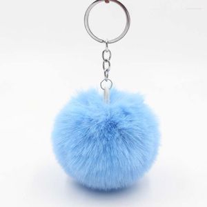 Chave -chave Chain Chain Fur Ball Pom Kichain Pompom Animal Artificial for Friend Car Bag Ring 25 Cores