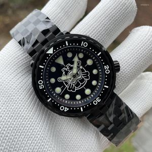 腕時計スチールデイブPVDコーティングダイビングウォッチNH35自動メカニカルダブルサファイアデートエレクトロップレートマグロ300m防水メンズ