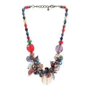 Chains Luxury Trendy Drop Fashion Geometric Zircon Colorful Glass Crystal Chocker Necklace Jewelry For Women Party