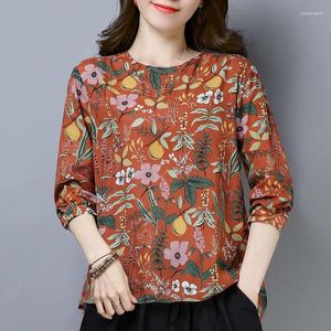 Женские блузки женская футболка весенняя осенняя модная куртка Leisure Cotton Ladies Pellover Корейская блузка с длинным рукавом цветочный винтаж