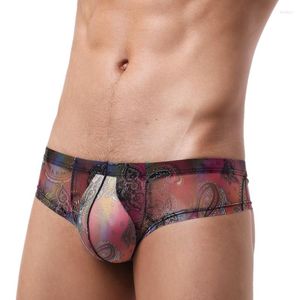 Underpants Sexy Mens Boxers Shorts Man Transparent Underwear Men Breathable Boxer Briefs Mesh Print Men's Panties U Pouch Bikini