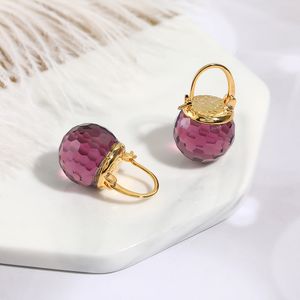 Ohrmanschette Vanssey Luxus-Modeschmuck Lila österreichische Kristallkugel Herz-Tropfenohrringe Hochzeitsfeier-Accessoires für Frauen 230306