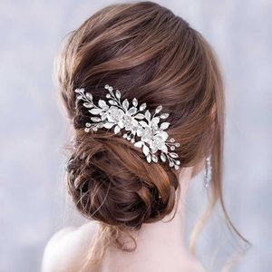 Tiaras Flower Hair Coman Wedding Hair Akcesoria Silver Color Rhinestone Główna panna młoda biżuteria biżuteria ślubna tiara pałąk włosy Pins R230306