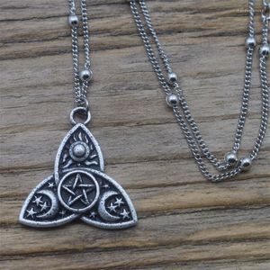 Hänge halsband 10st pentagram geometrisk triangel solstjärna halsband wiccan måne hedniska smycken