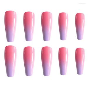 False Nails Ballerina Gradient Full Cover Long Coffin Fake Nail Art Tips Color Artificial Manicure