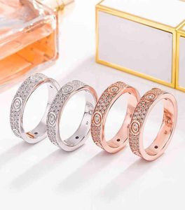 Love Eternal Ring Full Diamond S925 Sterling Silver Star Ring met 18K Rose Gold For Lovers6891191