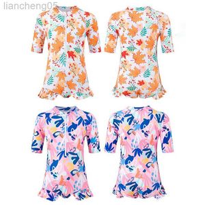 Einteilige Sommer Ein Stücke Baby Mädchen Badeanzug Print Sport Pool Kinder Badekleidung Outdoor Kinder Bademode Sport Kleinkind Strand Tragen W0310