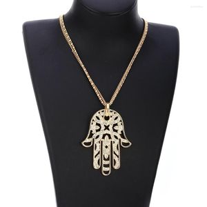 Подвесные ожерелья роскошное длинное цепное свитер Счастливая рука свадебное многослойное ожерелье для женщин хрустальное заявление золото