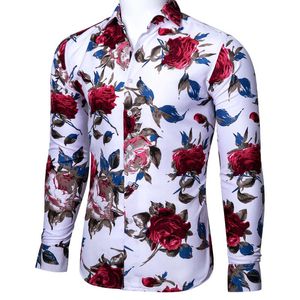 Camicie casual da uomo Stili Camicia da uomo Stampata floreale rossa Manica lunga Moda alla moda Regali per feste da spiaggia morbide Uomo Barry.WangMen's