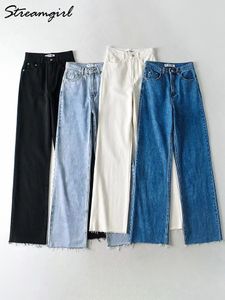 Kvinnors jeans streamgirl kvinnor jeans pojkvän lös fit denim byxor vår vintage klassiska raka ben jeans för kvinnor höga midja byxor 230306