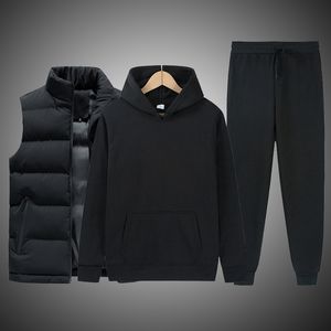 Erkekler Trailtsuits Marka Erkekler Düz Renk Günlük Setleri Erkek Yelek Hoodies Pantolon 3 Parça Trailty Spor Giyim Seti Erkek Erkekler Giyim Seti 230303