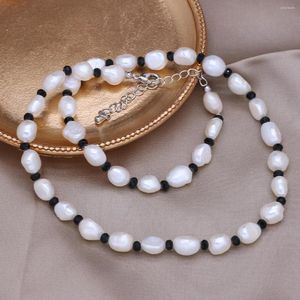 Anhänger Halsketten Natürliche Süßwasserperlen Perlen Halskette 7-8mm Irregural Lose Für Frauen Jewerly Party Geschenk Länge 40 cm